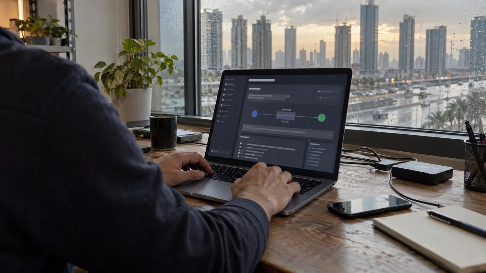 An operator tests a Bitcoin transaction on a laptop in Dubai, United Arab Emirates. (AI-generated image / EconoTimes)