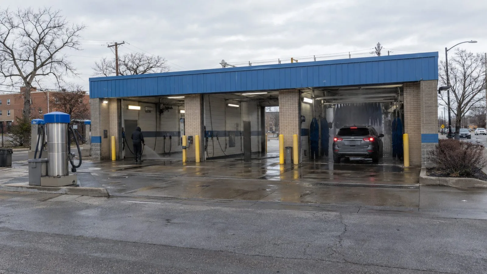 A vehicle approaches a car wash entrance on South Western Avenue in Chicago. (AI-generated image / EconoTimes)