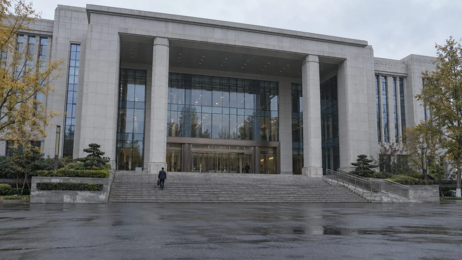 The Chengdu Intermediate People's Court stands under an overcast sky in Chengdu, China (AI-generated image / EconoTimes)