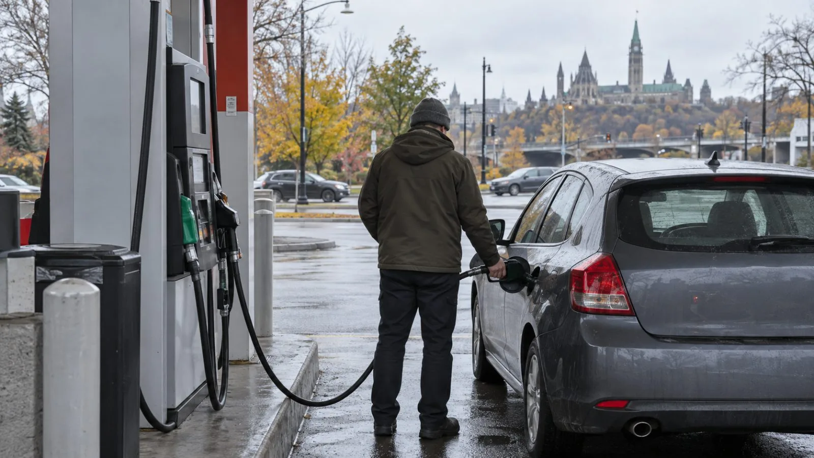 A driver refuels a car at a gasoline station in Ottawa, Canada. (AI-generated image / EconoTimes)