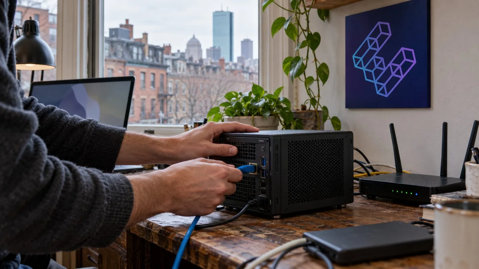A technician connects a network cable to a validator computer in Boston, Massachusetts. / EconoTimes.ai