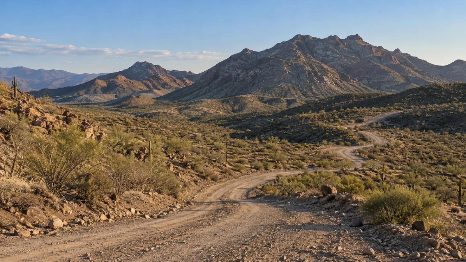 Dry foothills and an access road cross the Copper World site near Tucson, Arizona. (AI-generated image / EconoTimes)