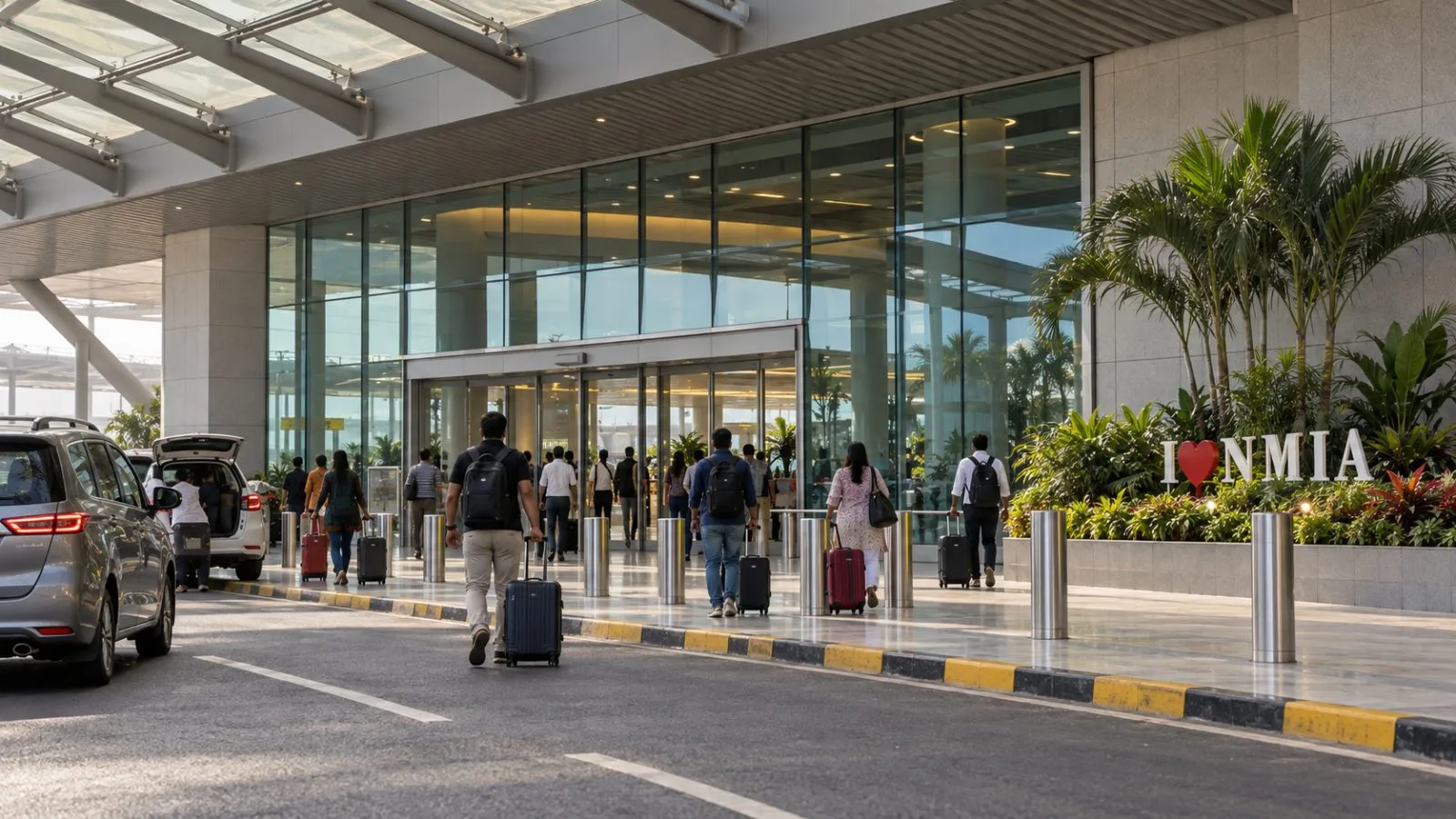 A passenger aircraft taxis beside the terminal at Navi Mumbai International Airport in Navi Mumbai, India. / EconoTimes.ai