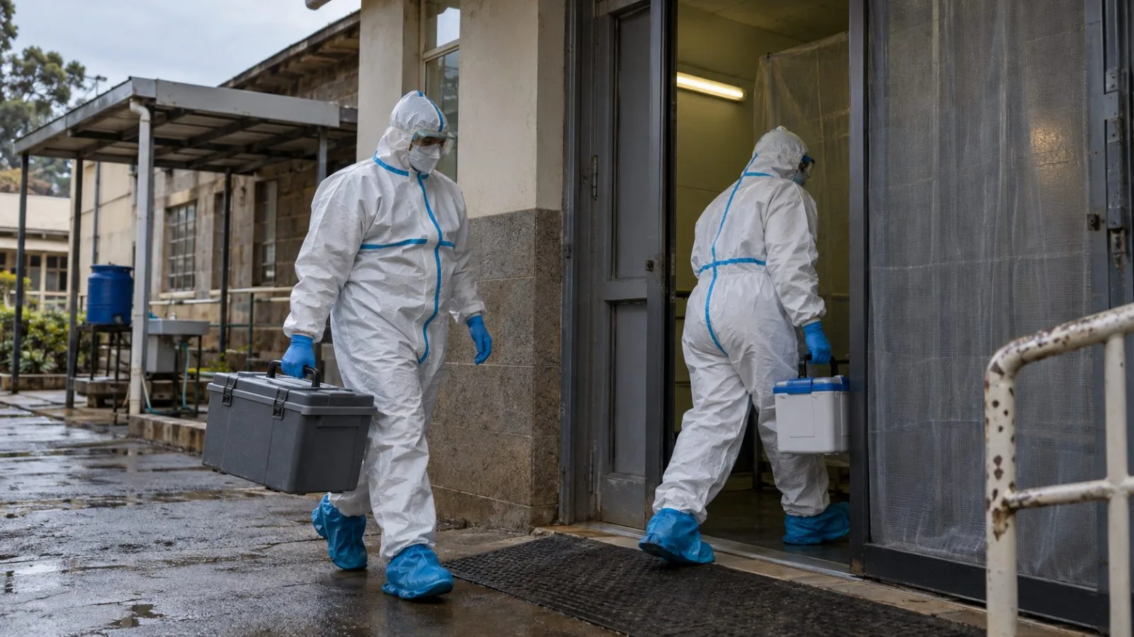 Health workers in protective gear enter an isolation ward at a hospital in Nairobi, Kenya. (AI-generated image / EconoTimes)