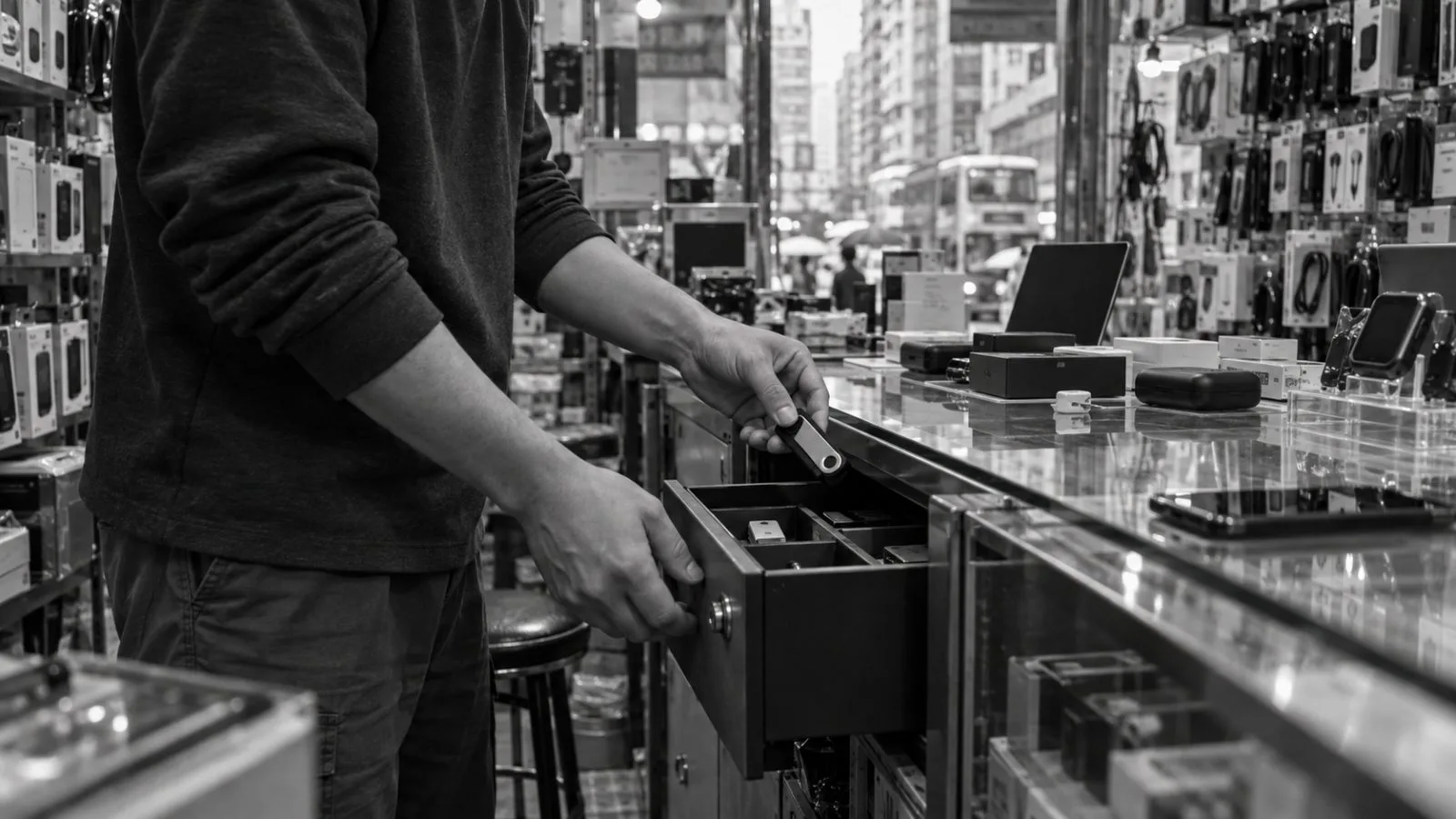 An illustration depicts a concealed implant inside a hardware wallet in Paris, France. / EconoTimes.ai