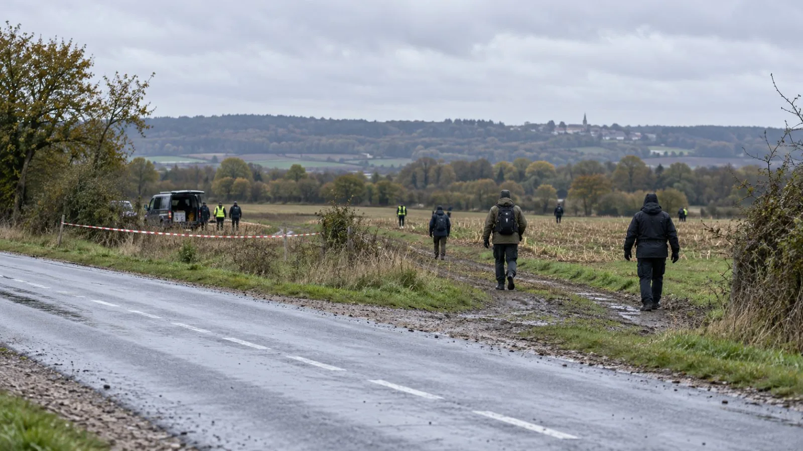 Search crews survey a rural track near Nancy after a Mirage 2000D training crash (AI-generated image / EconoTimes)