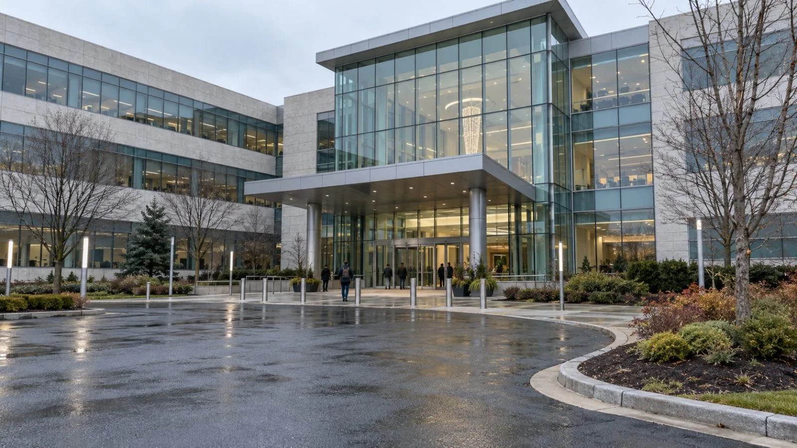Flagstar Bank’s headquarters stands along Duffy Avenue in Hicksville, New York. (AI-generated image / EconoTimes)