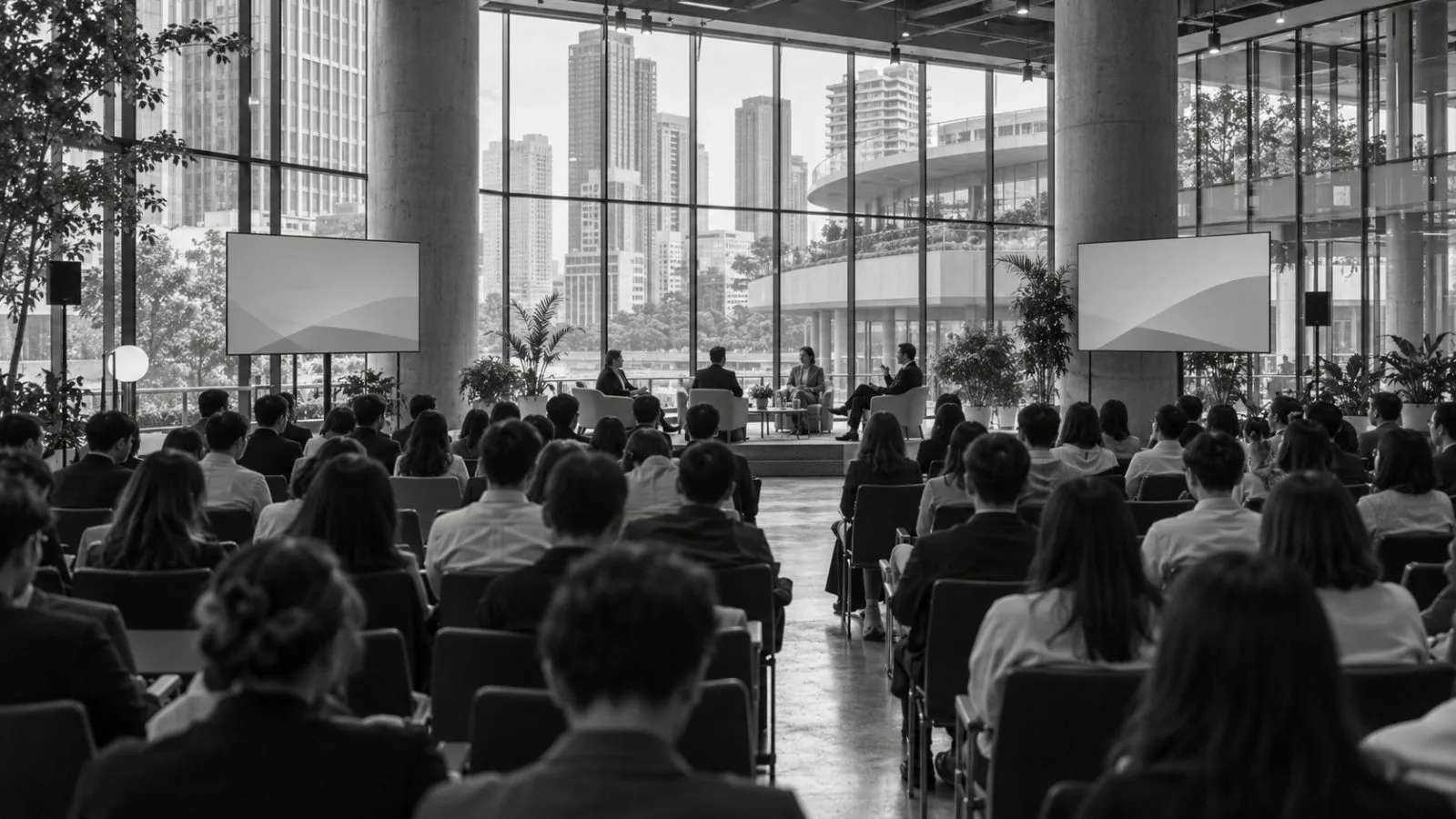 Attendees gather for a technology forum at True Digital Park in Bangkok, Thailand. (AI-generated image / EconoTimes)