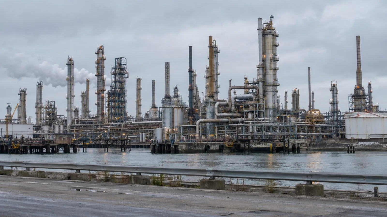 Refinery towers and pipework rise along the Houston Ship Channel in Houston, Texas. (AI-generated image / EconoTimes)