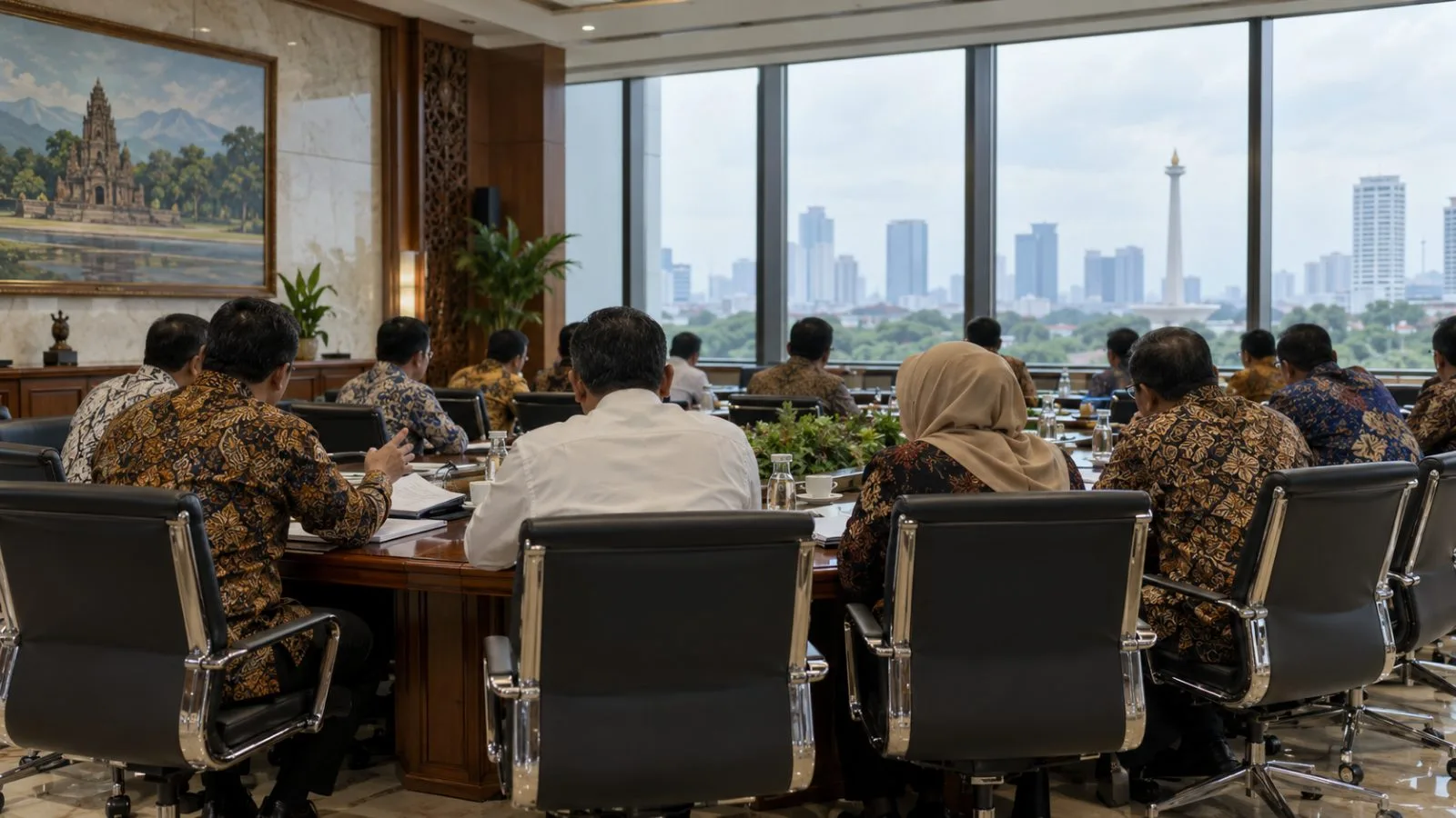 Officials attend a cabinet meeting in Jakarta, Indonesia. (AI-generated image / EconoTimes)