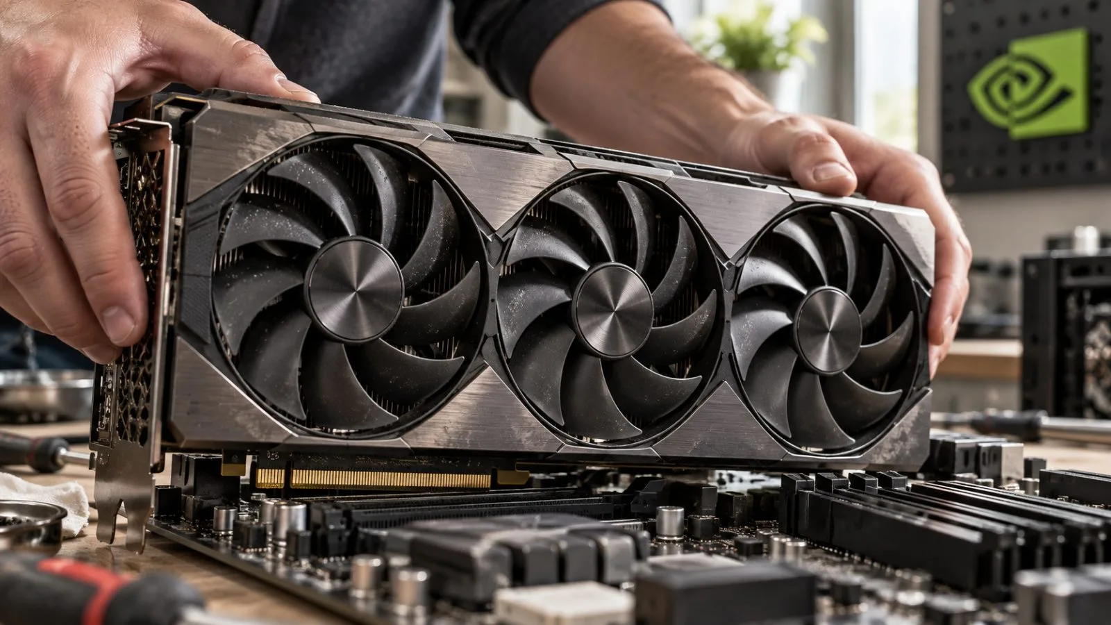 A graphics card sits on display as attendees gather at Muse Garden in Taipei, Taiwan. / TokenPost.ai (macro)