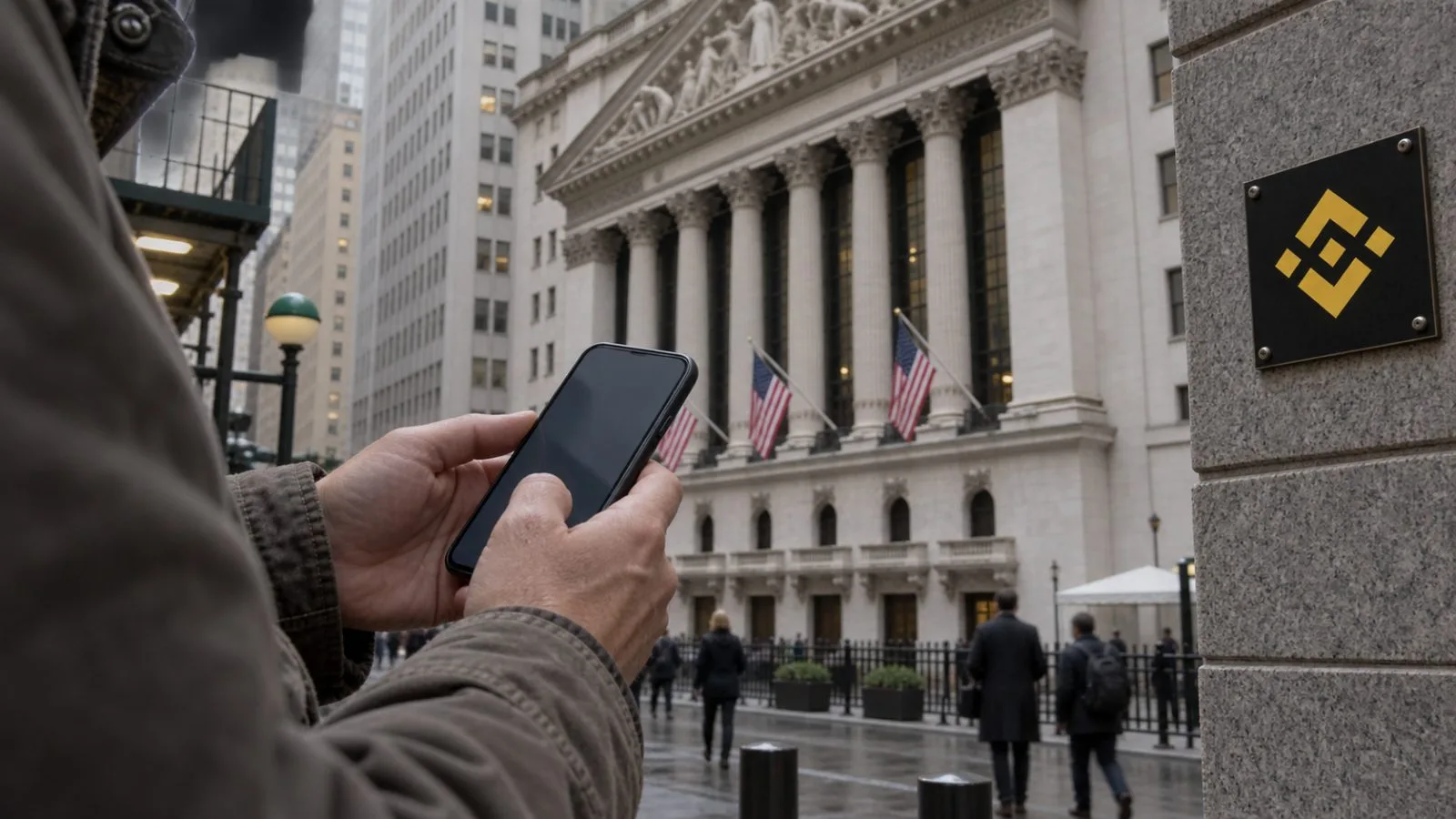An investor checks an options position on a phone near the New York Stock Exchange in Manhattan. / EconoTimes.ai