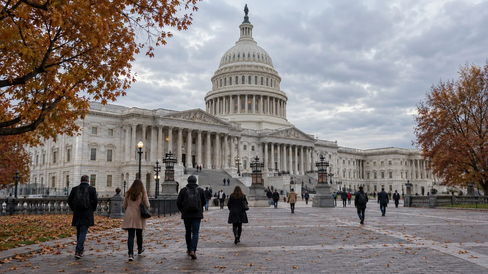 Visitors cross the plaza outside the U.S. Capitol in Washington, D.C. (AI-generated image / EconoTimes)