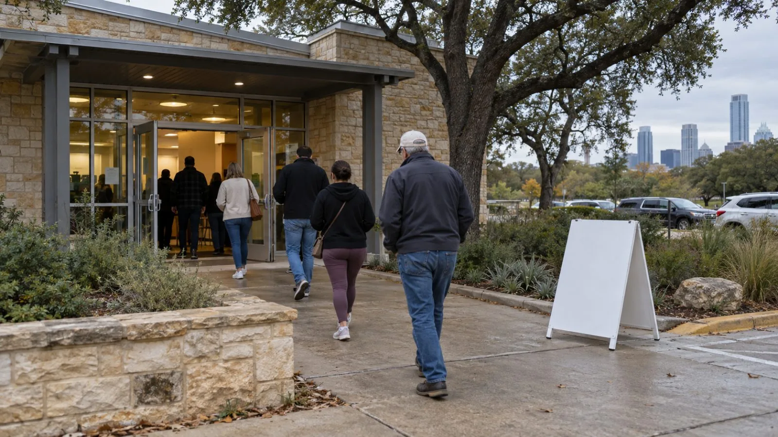 Voters enter an early-voting site in Austin, Texas, ahead of the November election. (AI-generated image / EconoTimes)