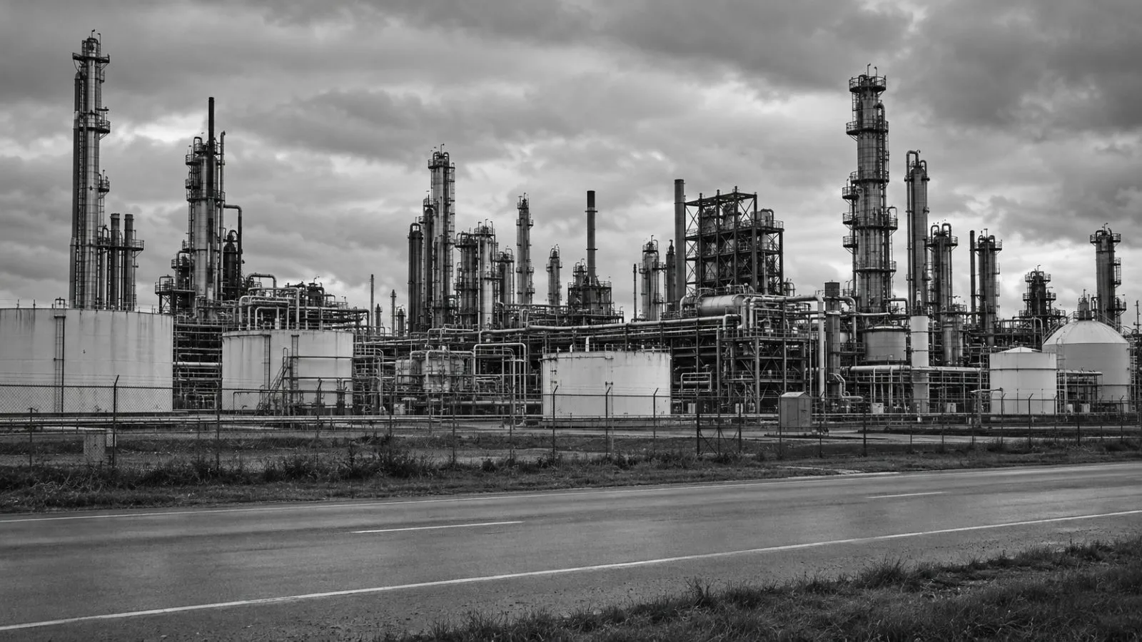 Refinery towers and connecting pipes fill the frame at a facility in Tyler, Texas (AI-generated image / EconoTimes)