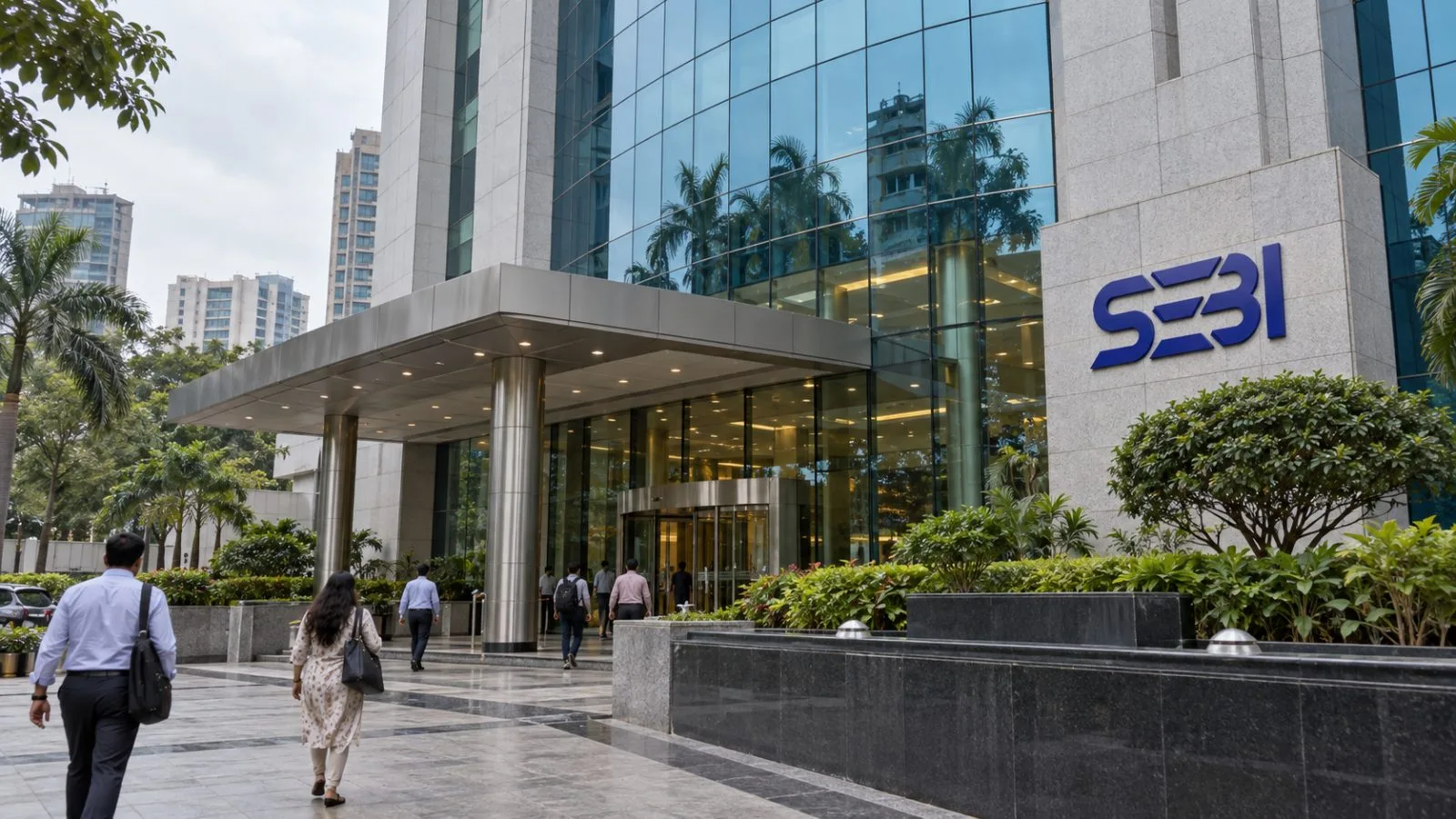 Pedestrians pass the securities regulator’s headquarters in Mumbai, India. / EconoTimes.ai