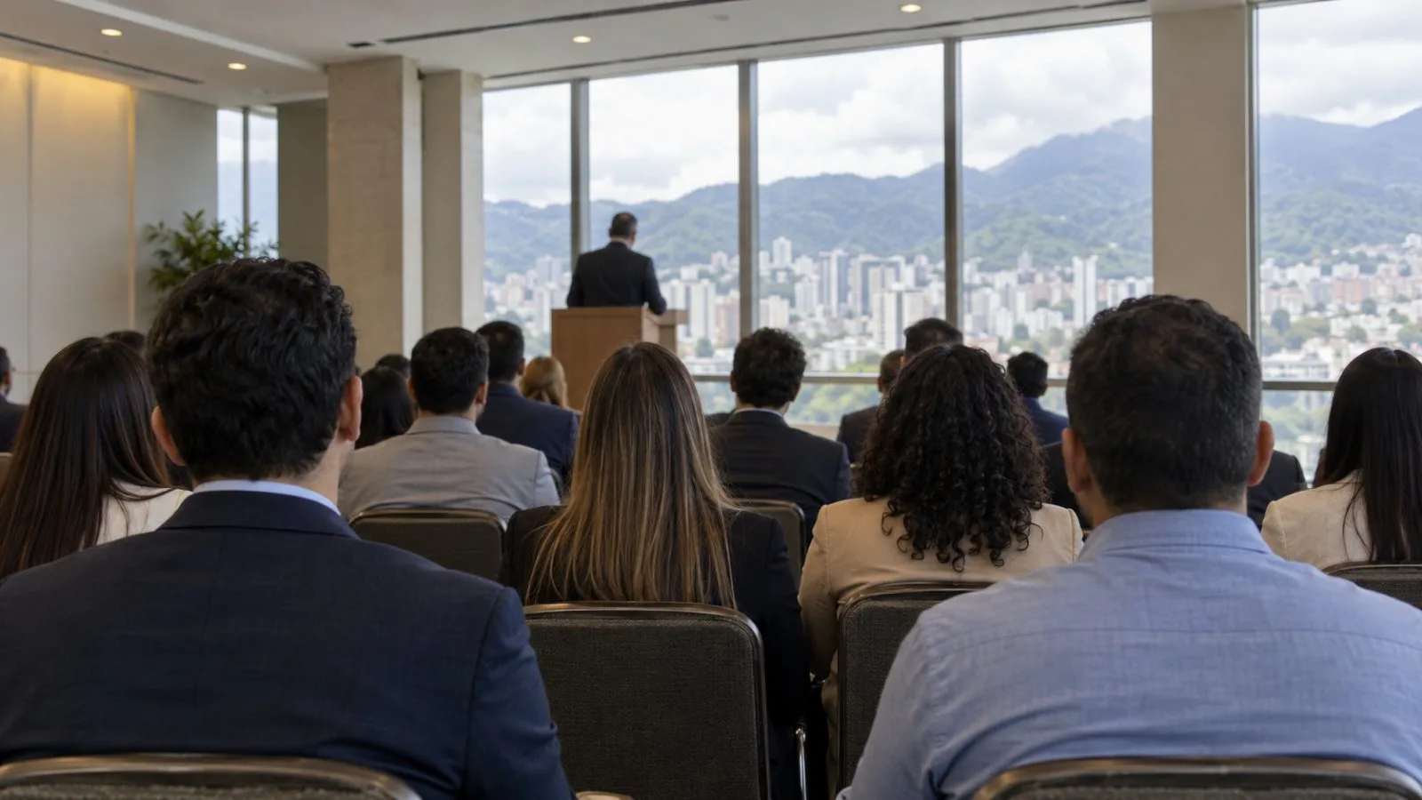Entrepreneurs listen during the Startup Venezuela Summit in Caracas, Venezuela. (AI-generated image / EconoTimes)