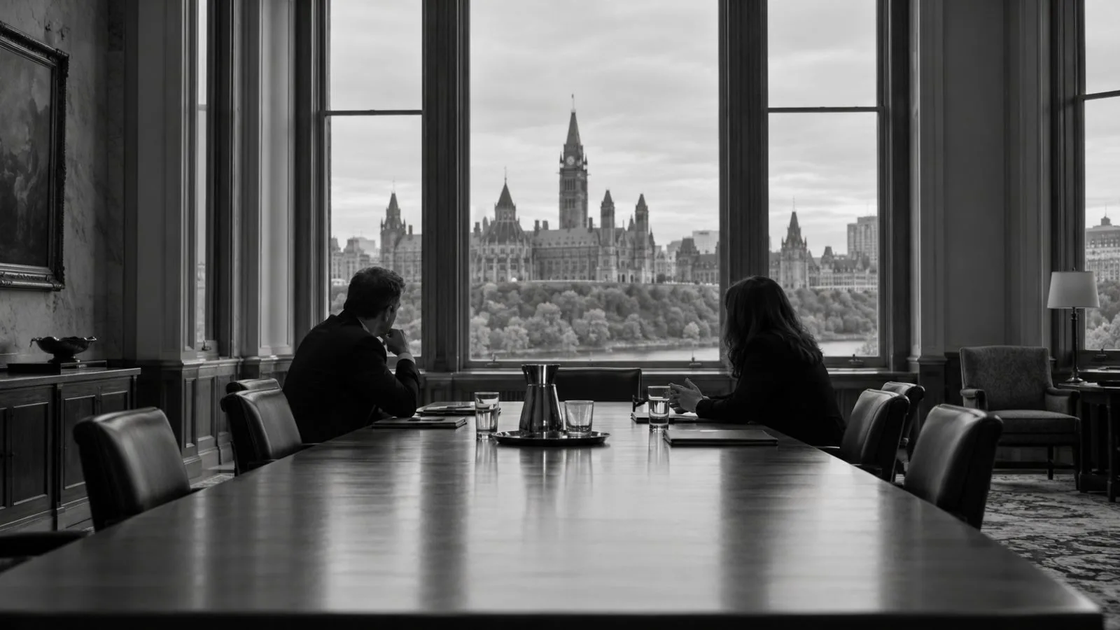 Officials meet in a federal government room in Ottawa, Canada. (AI-generated image / EconoTimes)