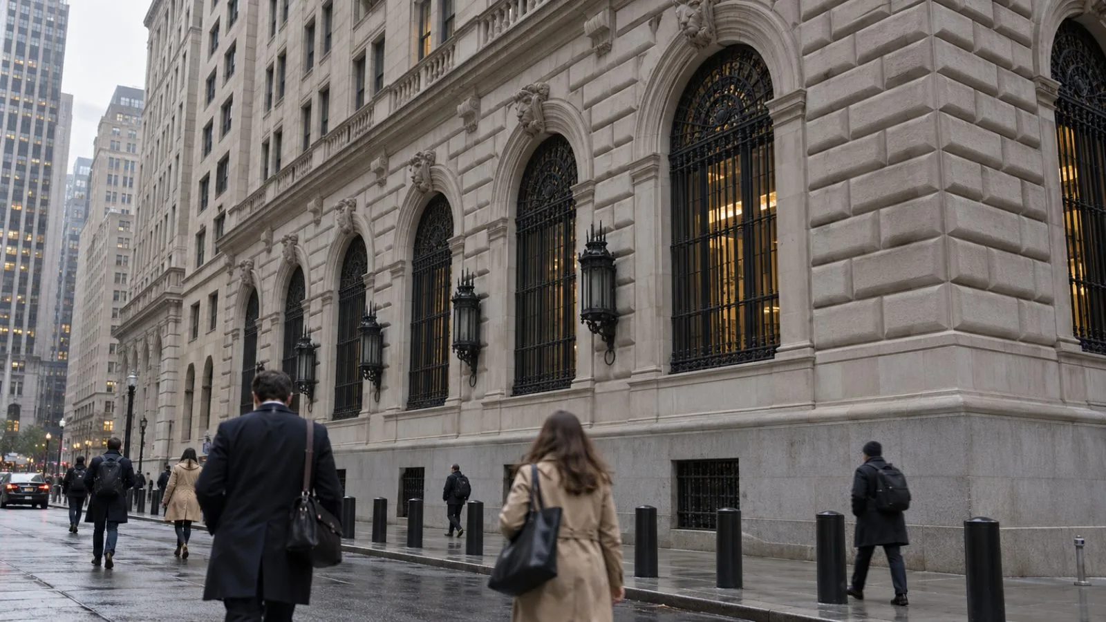 The Federal Reserve Bank of New York stands on Liberty Street in Lower Manhattan. (AI-generated image / EconoTimes)