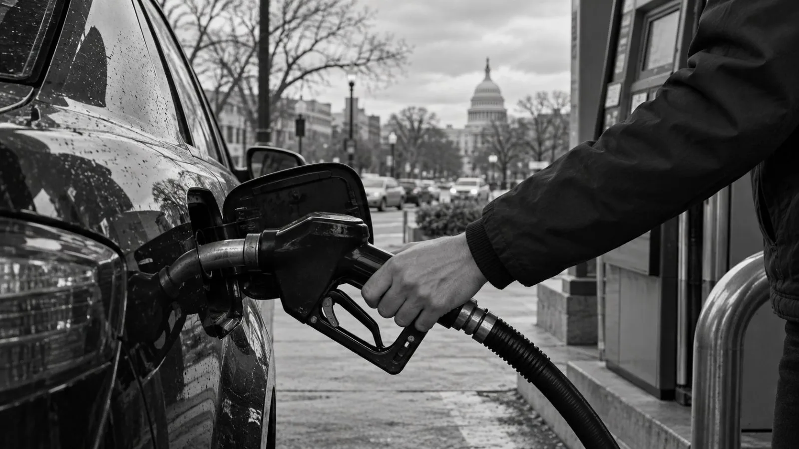 A driver refuels at a gas station in Washington, D.C. (AI-generated image / EconoTimes)