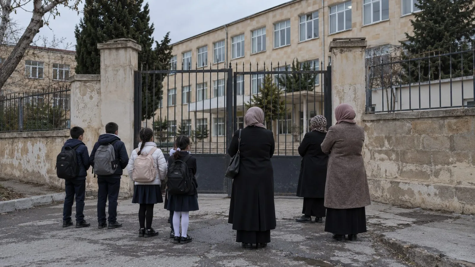Students gather outside School No. 69 in Balakhani, Baku, Azerbaijan. (AI-generated image / EconoTimes)
