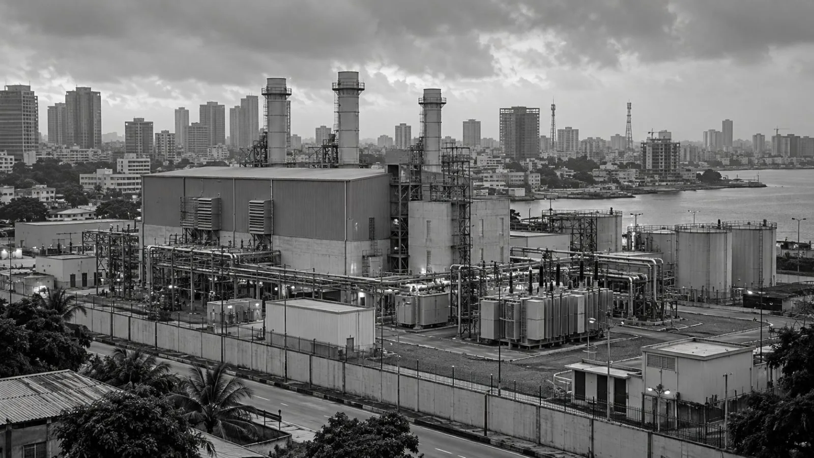 An industrial power project site stands in Victoria Island, Lagos, Nigeria (AI-generated image / EconoTimes)