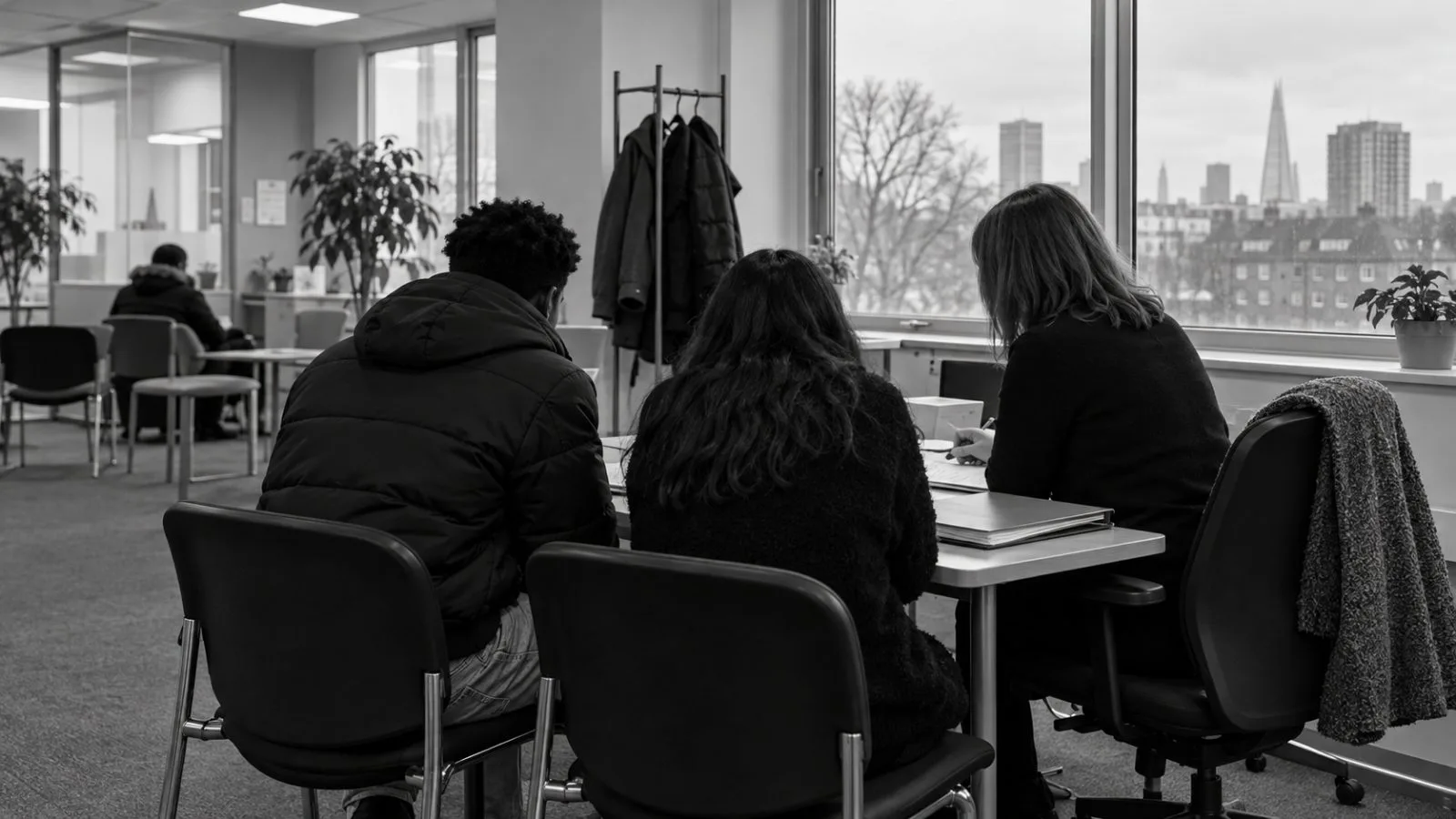 Young adults meet with a careers adviser at an employment and skills centre in London (AI-generated image / EconoTimes)