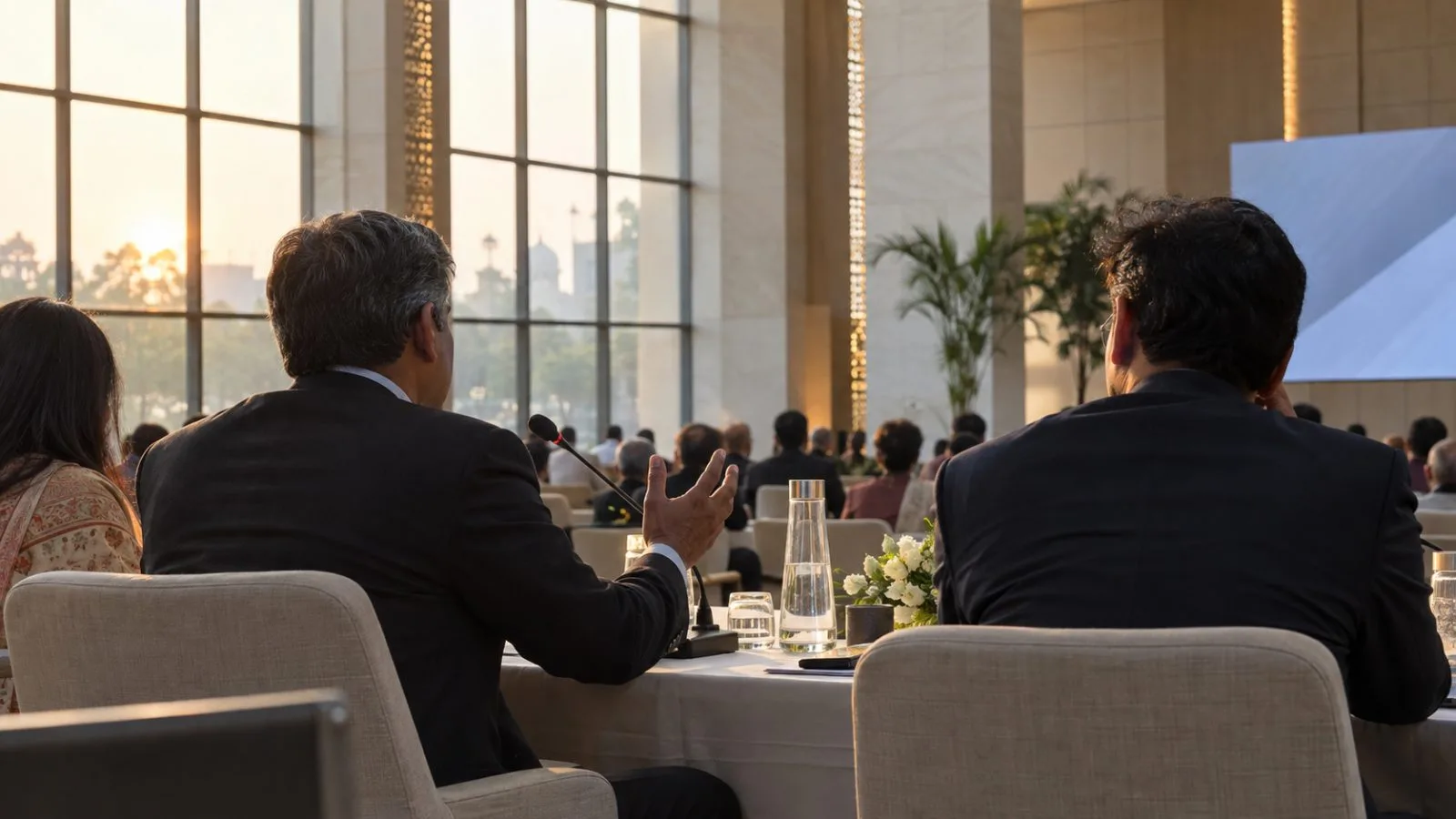 A conference audience listens during an artificial intelligence investment discussion in New Delhi, India (AI-generated image / EconoTimes)
