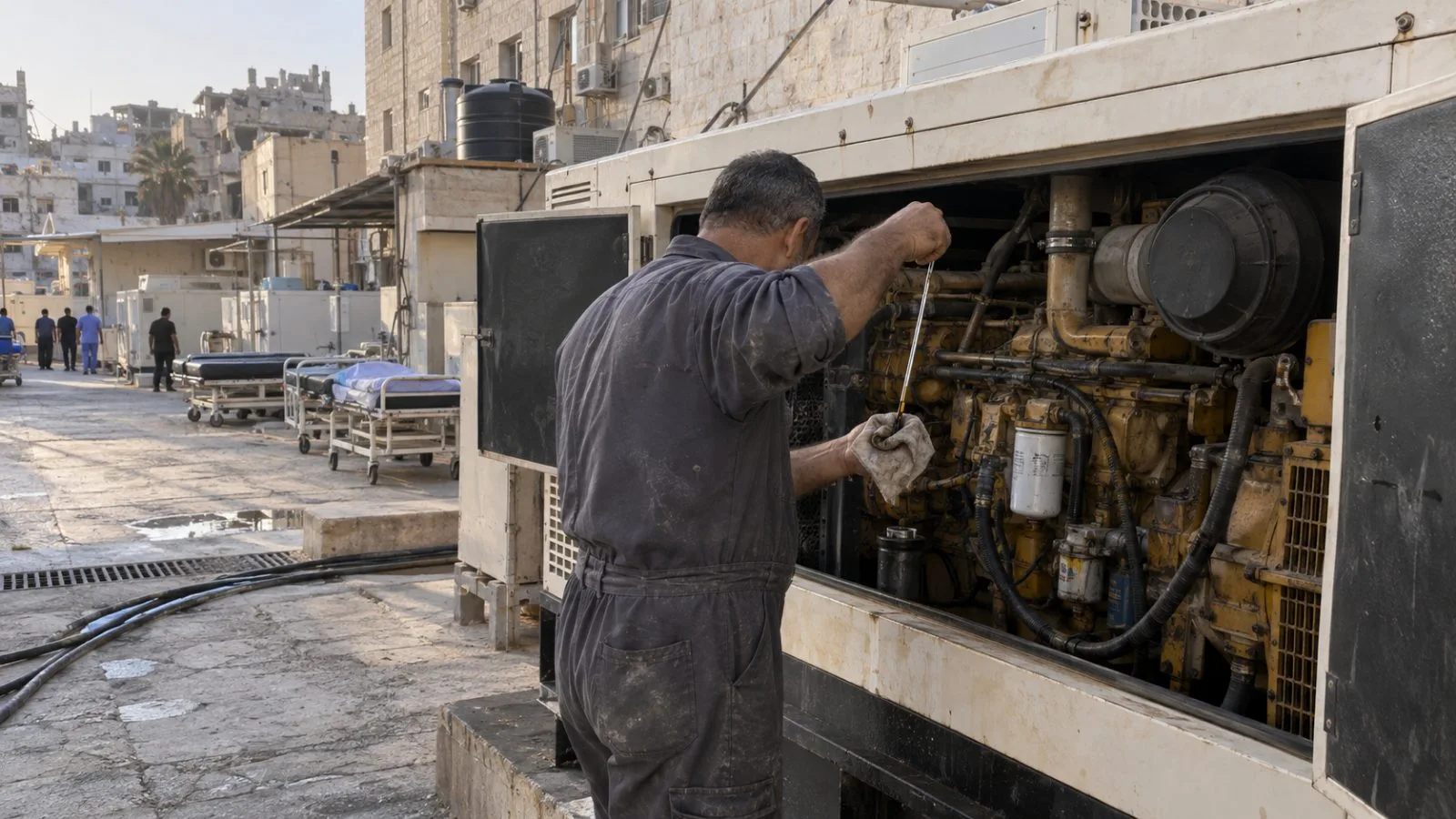 A backup generator stands in a hospital service room in Gaza City, Gaza / EconoTimes.ai