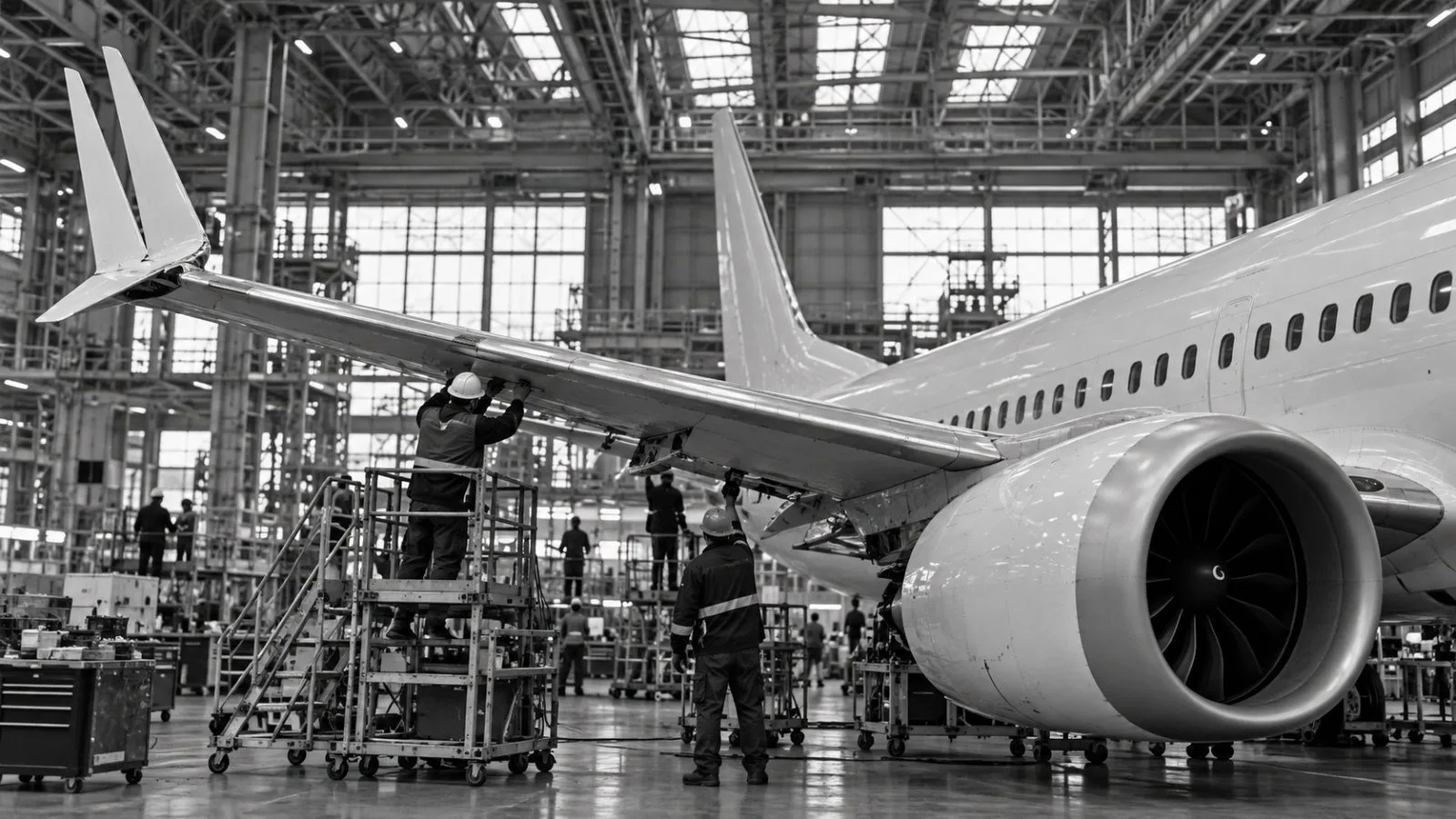 A 737 fuselage stands on the assembly line at Boeing’s Renton factory in Washington. / TokenPost.ai (mono)