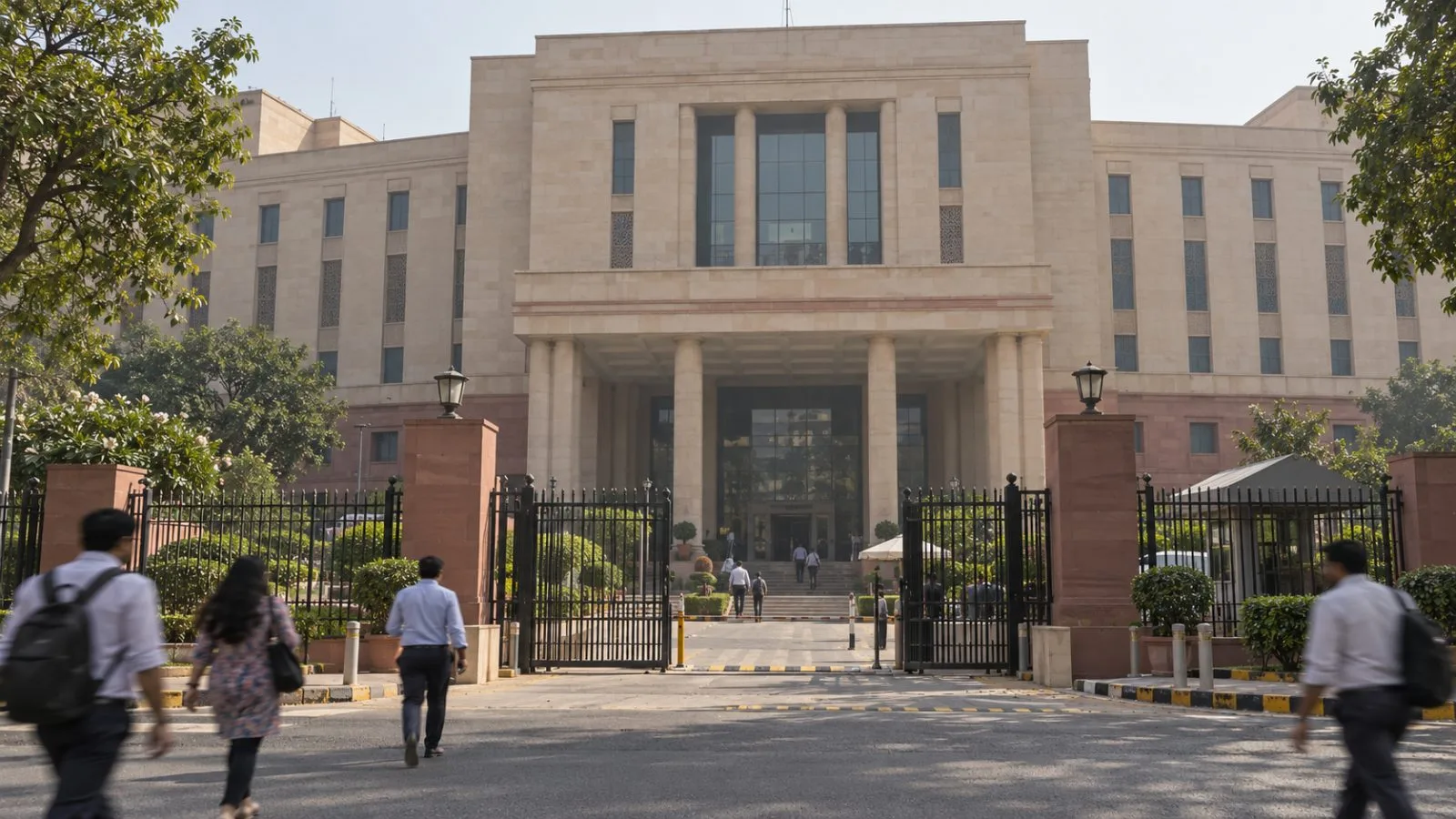An Indian government audit office stands in New Delhi under hazy late-morning light. / EconoTimes.ai