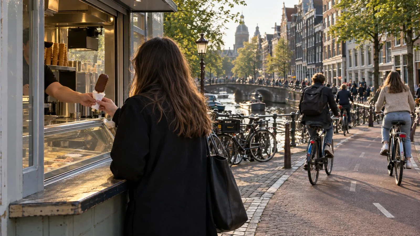 Staff enter The Magnum Ice Cream Company's Amsterdam headquarters on Reguliersdwarsstraat / EconoTimes.ai