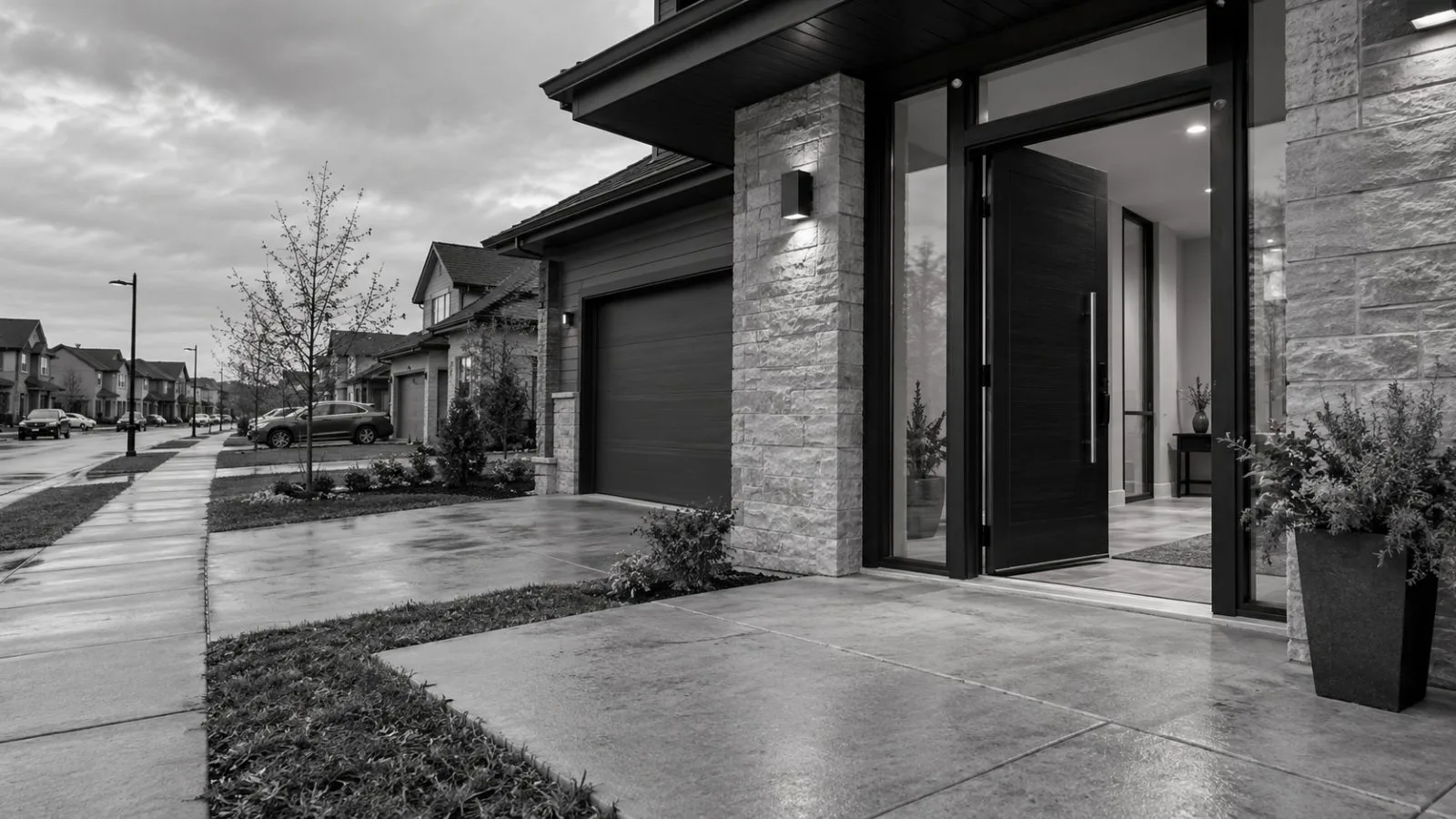 A newly built home entrance with a level threshold is seen in Ottawa, Canada. (AI-generated image / EconoTimes)