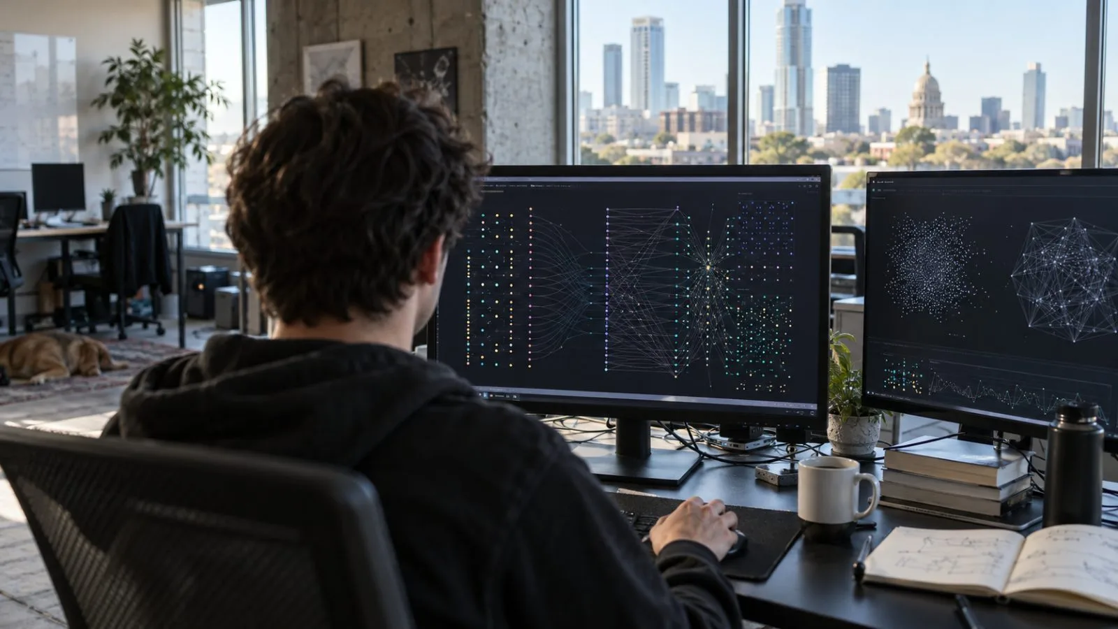 A researcher examines cryptographic circuit code at a security workspace in Austin, Texas. (AI-generated image / EconoTimes)