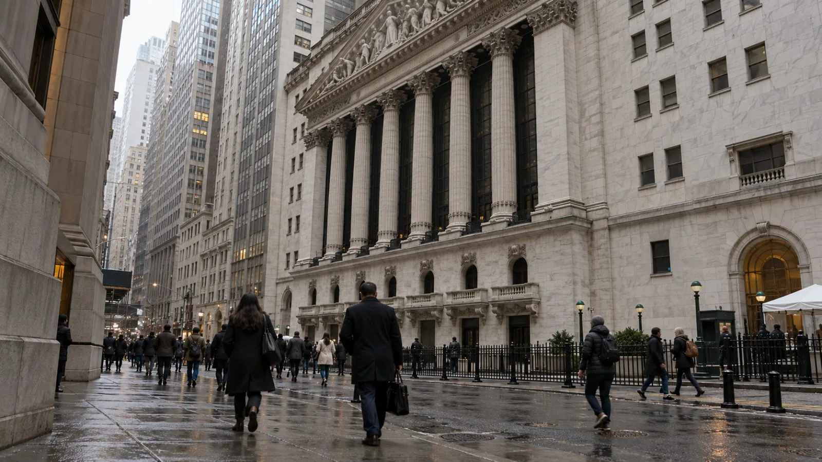 Pedestrians pass the New York Stock Exchange on Wall Street in Manhattan. (AI-generated image / EconoTimes)
