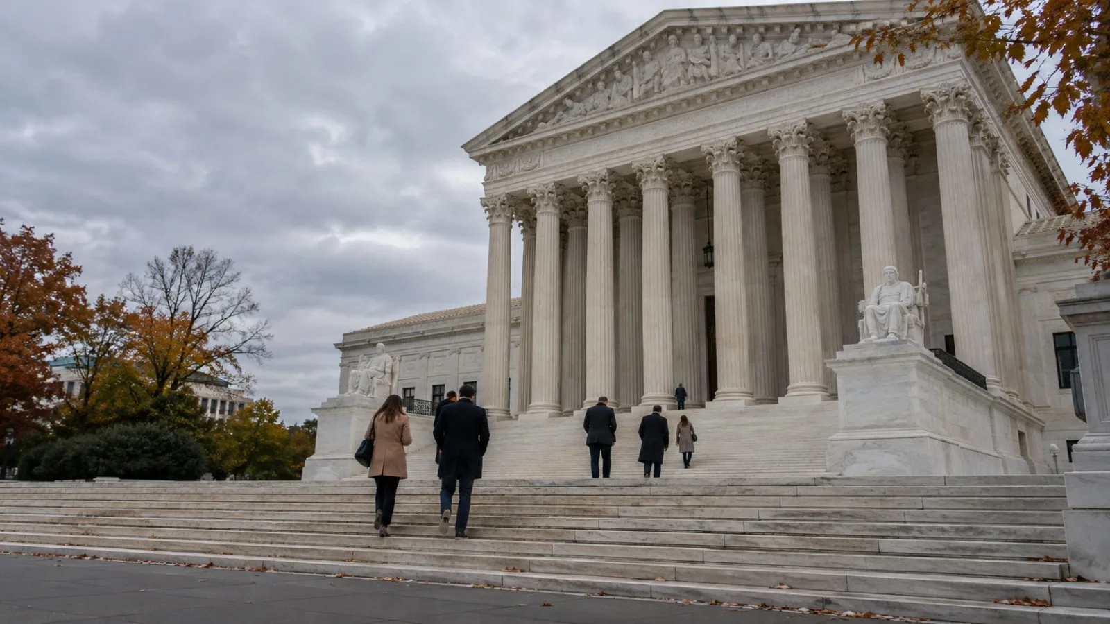 Visitors climb the steps of the U.S. Supreme Court in Washington, D.C. (AI-generated image / EconoTimes)