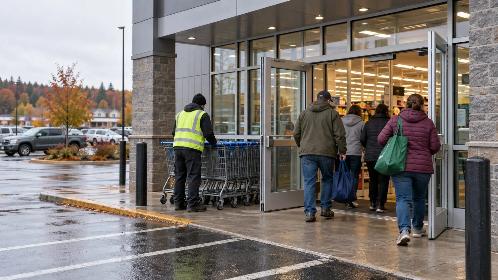 Shoppers enter a newly opened discount store in Waterville, Maine (AI-generated image / EconoTimes)