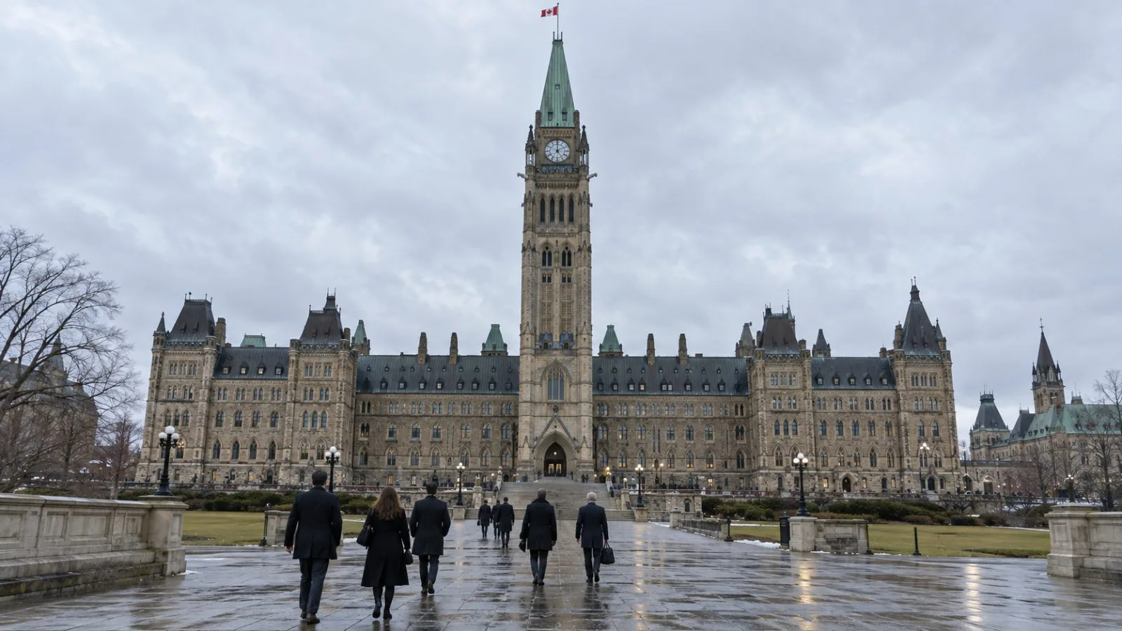 Parliament buildings stand on Parliament Hill in Ottawa beneath an overcast morning sky (AI-generated image / EconoTimes)