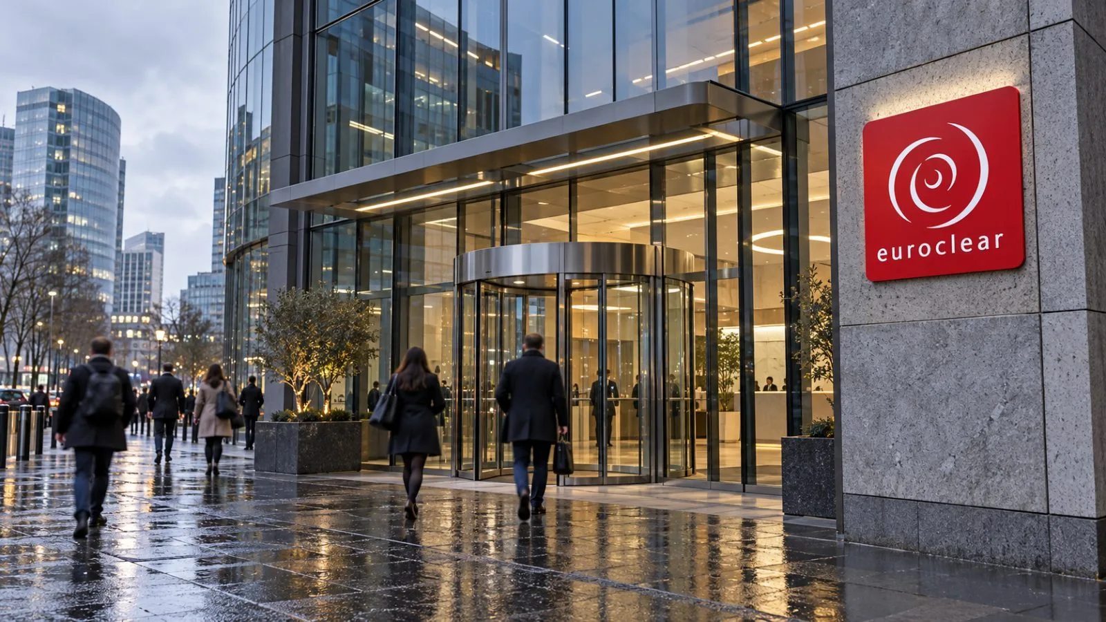 The Euroclear headquarters stands on Boulevard du Roi Albert II in Brussels. / EconoTimes.ai