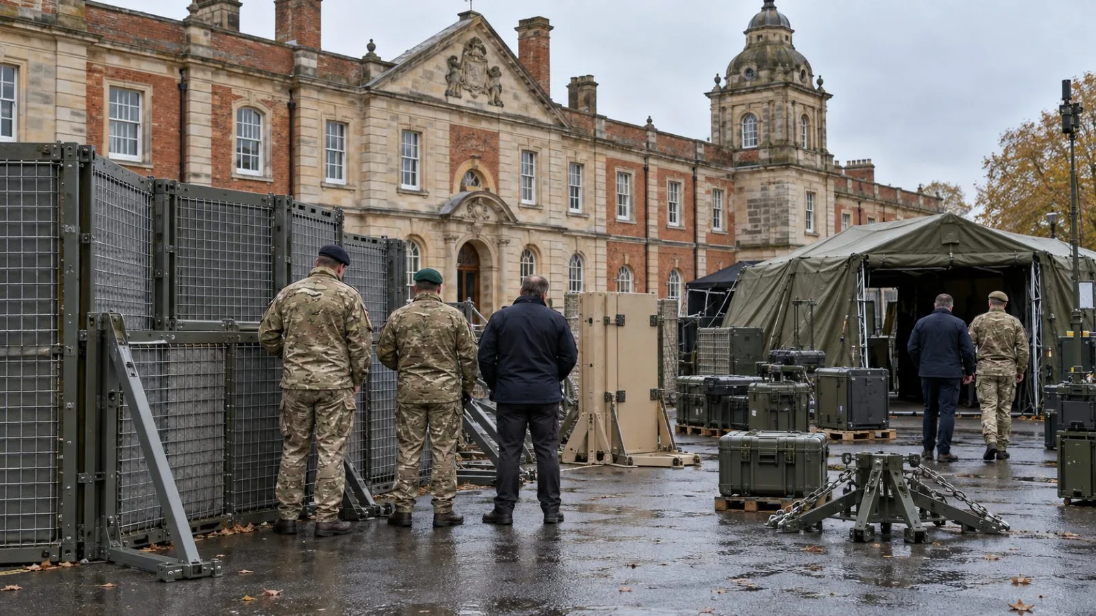 Delegates inspect deployable engineering equipment outside the Royal Engineers Museum in Gillingham, England. (AI-generated image / EconoTimes)