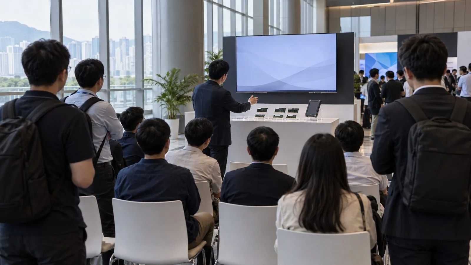 Attendees listen during a memory technology forum in Shenzhen, China. (AI-generated image / EconoTimes)