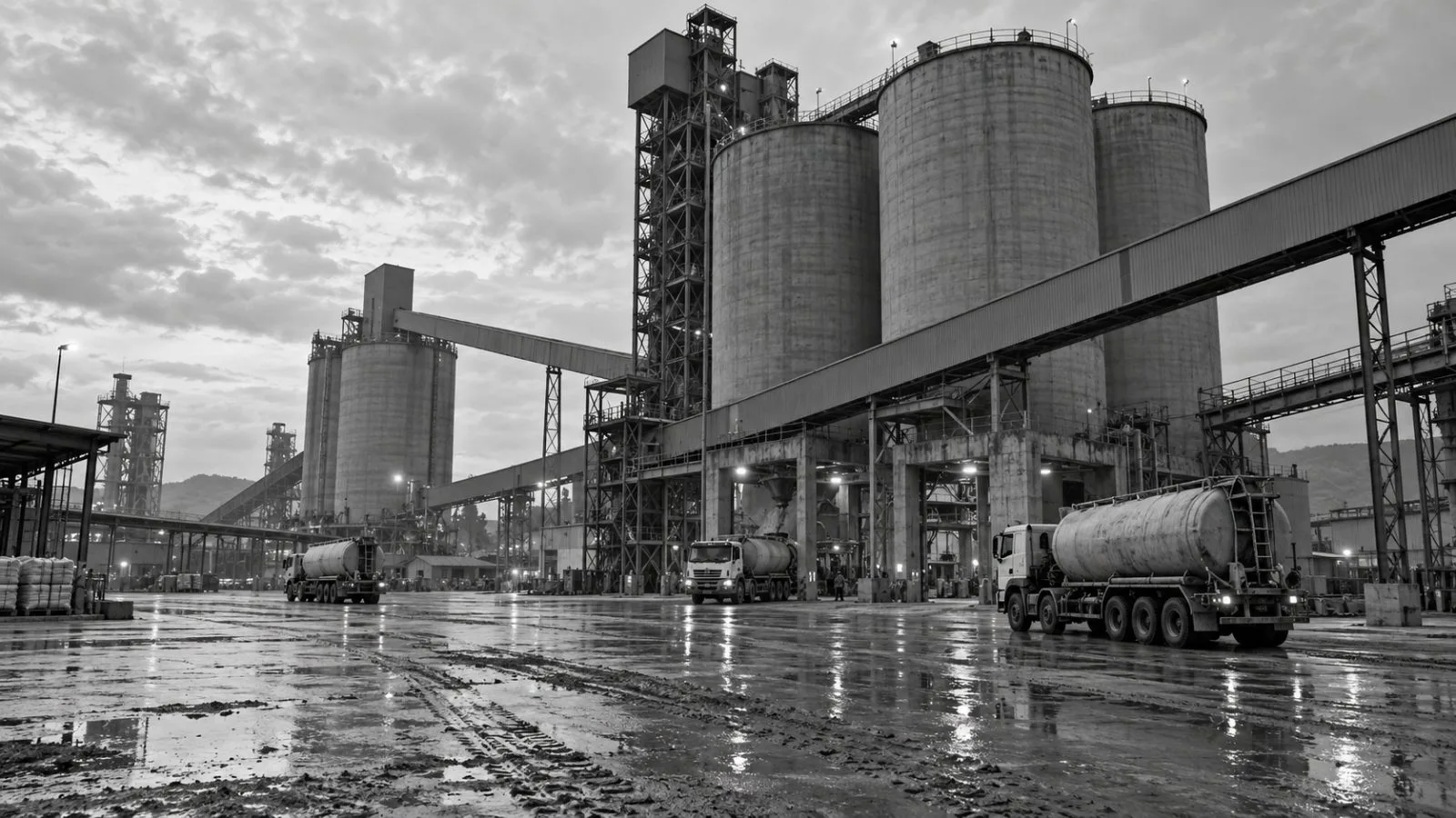 Bulk cement trucks pass silos at BUA Cement’s Kalambaina plant near Sokoto, Nigeria. (AI-generated image / EconoTimes)
