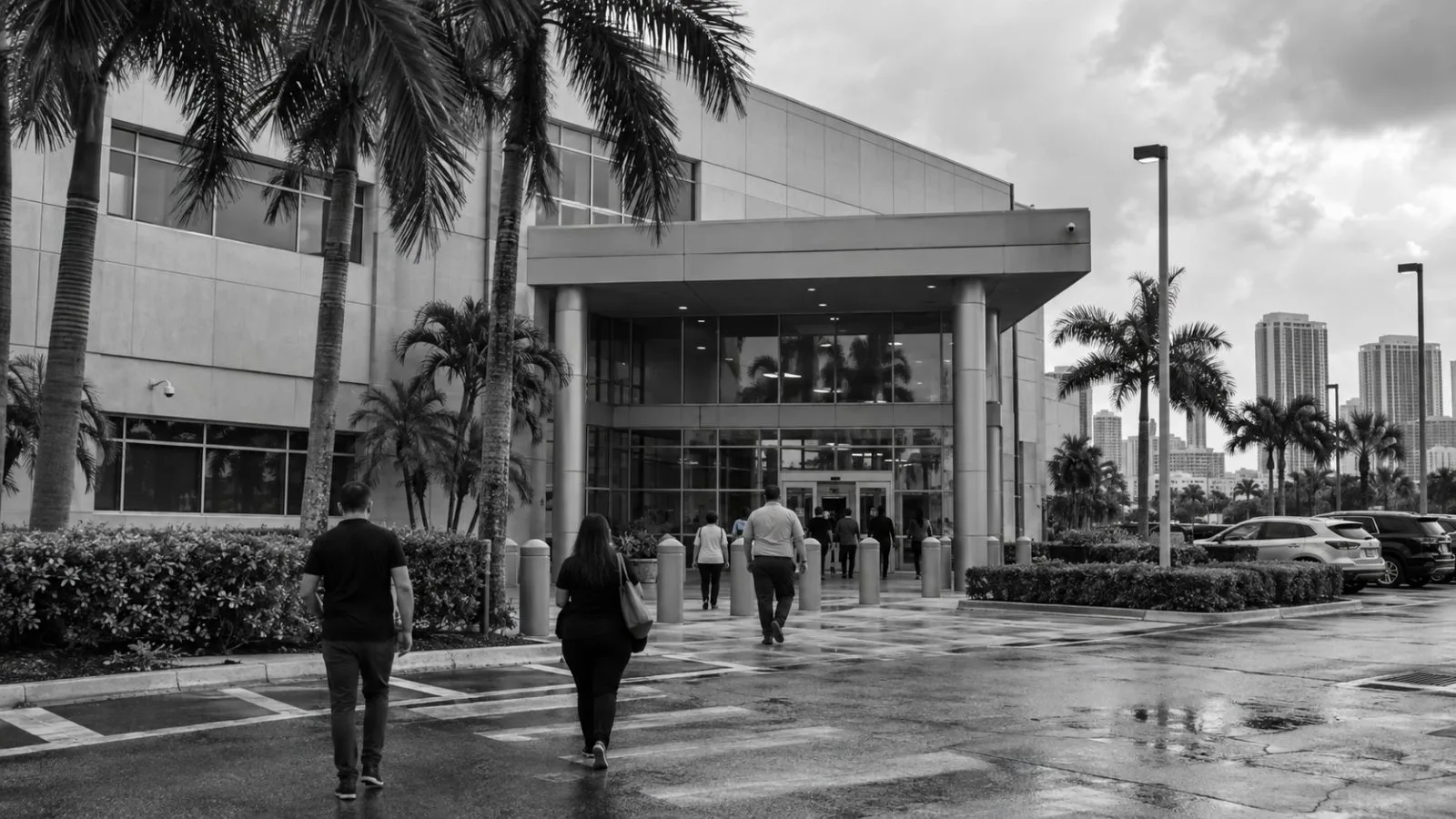 Visitors walk toward an immigration field office in Miami, Florida. (AI-generated image / EconoTimes)