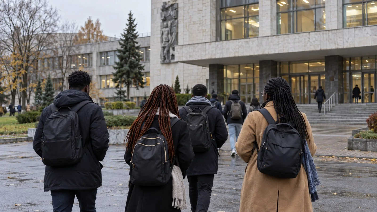 Students cross the RUDN University campus in Moscow, Russia, on an autumn morning. (AI-generated image / EconoTimes)
