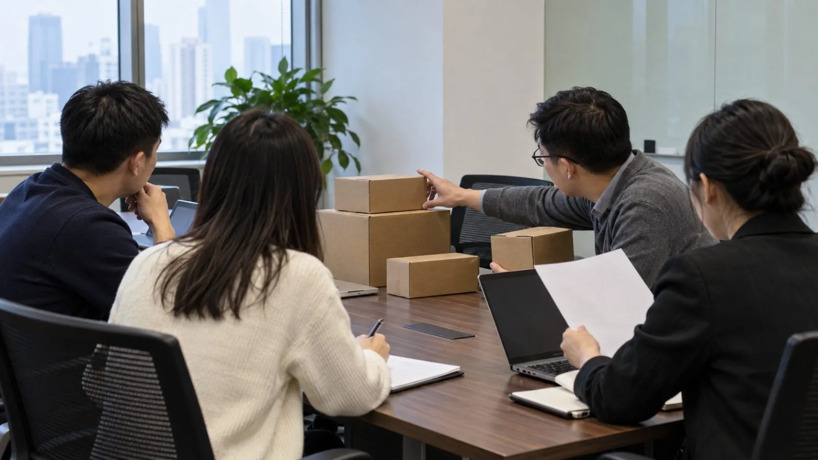 Attendees confer around a table in a meeting room in Beijing, China. (AI-generated image / EconoTimes)