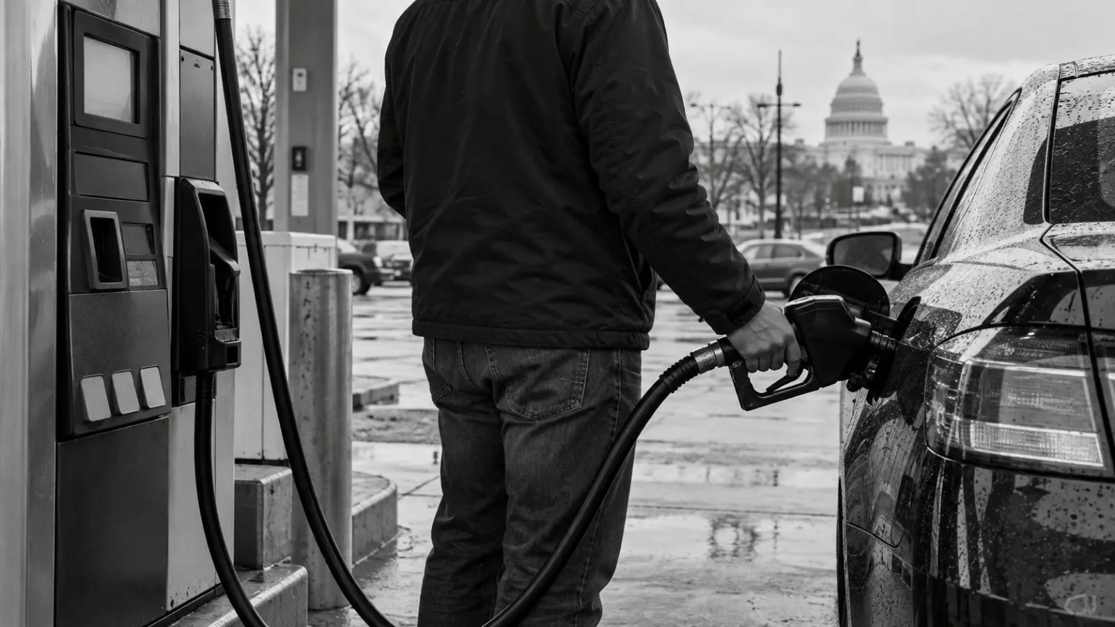 A driver refuels a car at a gasoline station in Washington, D.C. (AI-generated image / EconoTimes)