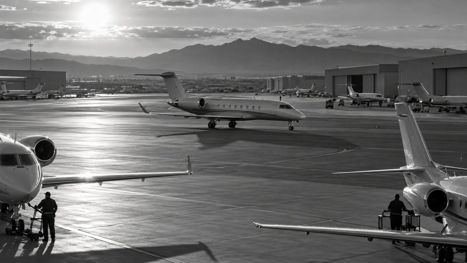 Employees enter an aerospace office building in Phoenix, Arizona, on a sunny afternoon. / EconoTimes.ai (mono)