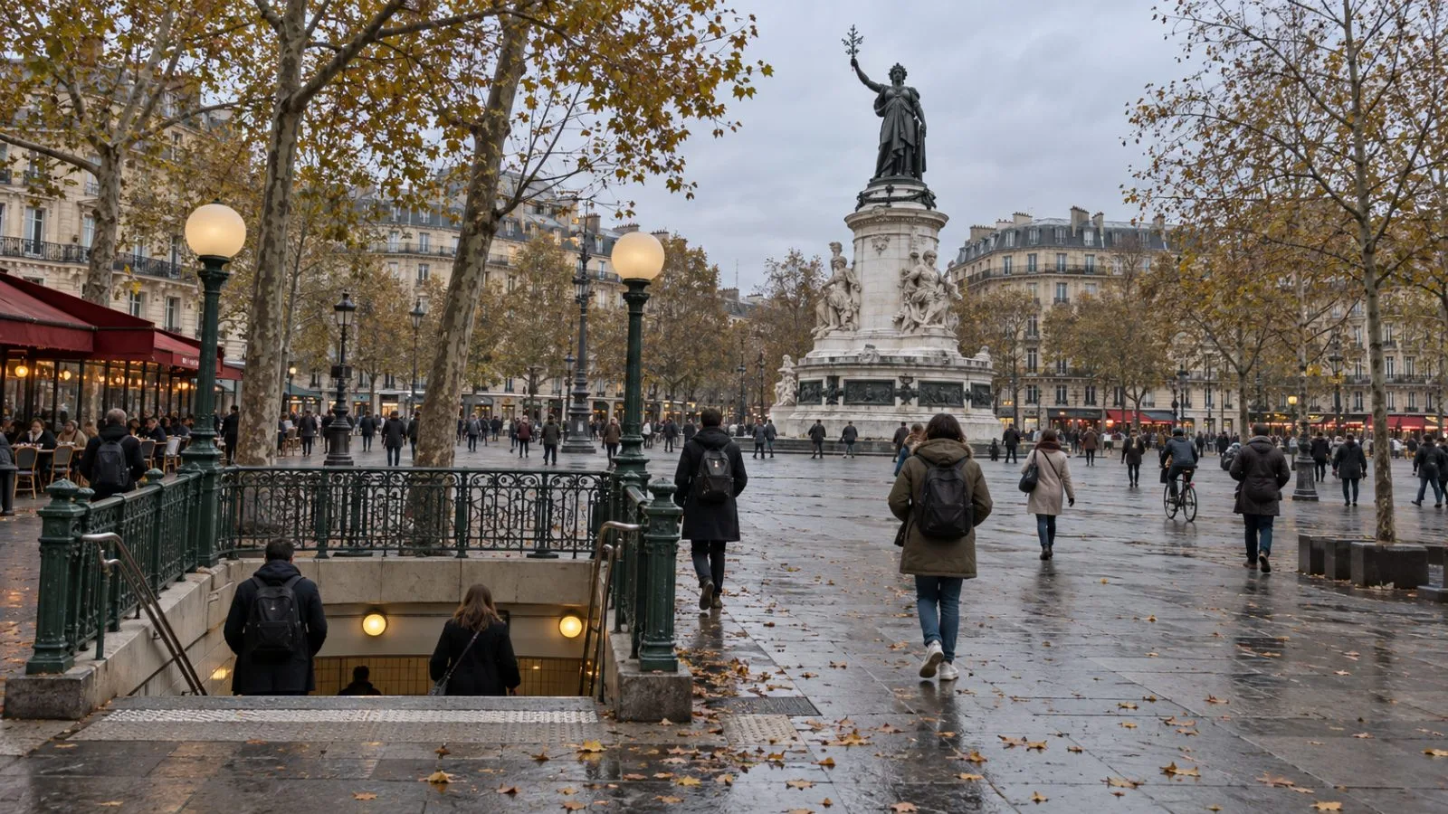 Commuters pass a Paris Métro entrance near Place de la République in Paris, France. (AI-generated image / EconoTimes)