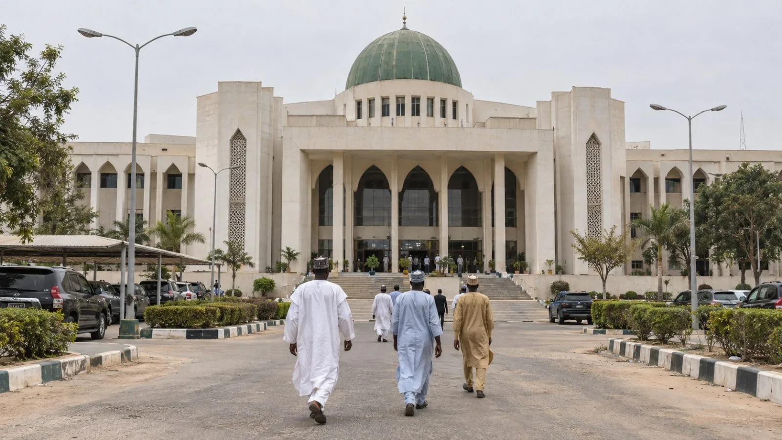 Visitors approach the Kano State House of Assembly in Kano, Nigeria. (AI-generated image / EconoTimes)