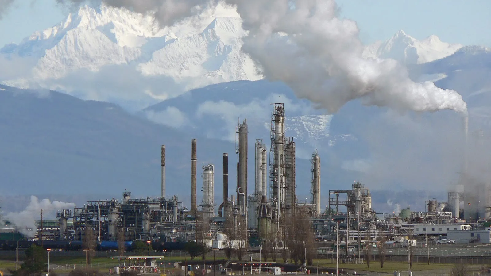 Oil refinery.